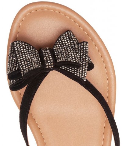 Women's Mabae Bow Flat Sandals Black $24.99 Shoes