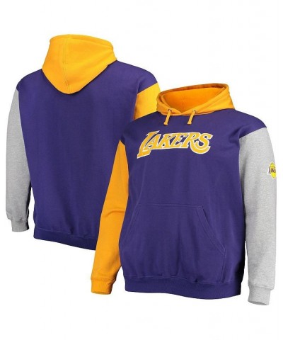 Men's Branded Purple and Gold Los Angeles Lakers Big and Tall Double Contrast Pullover Hoodie $36.39 Sweatshirt