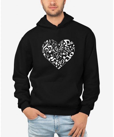 Men's Word Art Heart Notes Hooded Sweatshirt Black $32.99 Sweatshirt