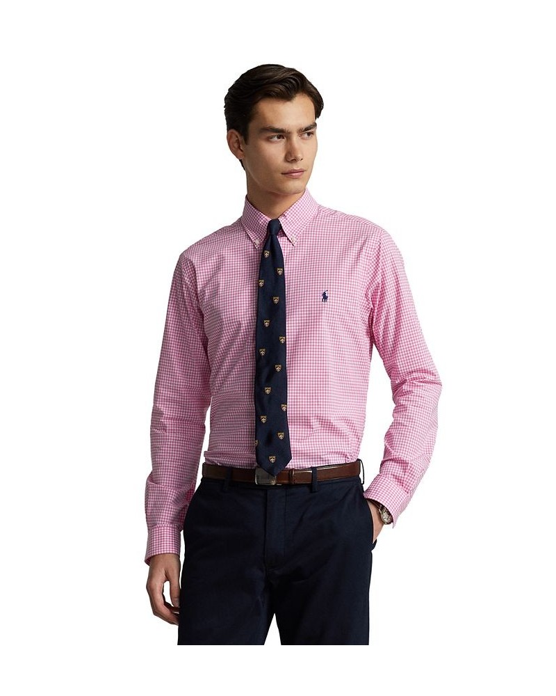 Men's Classic-Fit Gingham Stretch Poplin Shirt Pink $44.55 Shirts