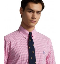 Men's Classic-Fit Gingham Stretch Poplin Shirt Pink $44.55 Shirts