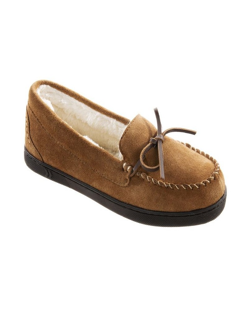 Women's Sage Genuine Suede Moccasin Slippers Brown $18.24 Shoes