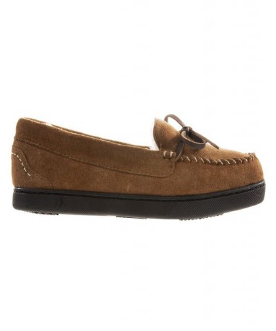 Women's Sage Genuine Suede Moccasin Slippers Brown $18.24 Shoes