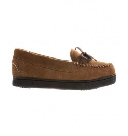 Women's Sage Genuine Suede Moccasin Slippers Brown $18.24 Shoes