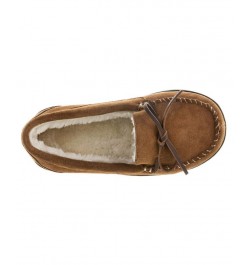 Women's Sage Genuine Suede Moccasin Slippers Brown $18.24 Shoes