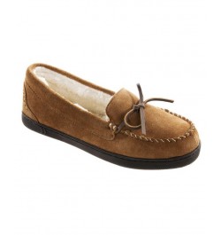 Women's Sage Genuine Suede Moccasin Slippers Brown $18.24 Shoes