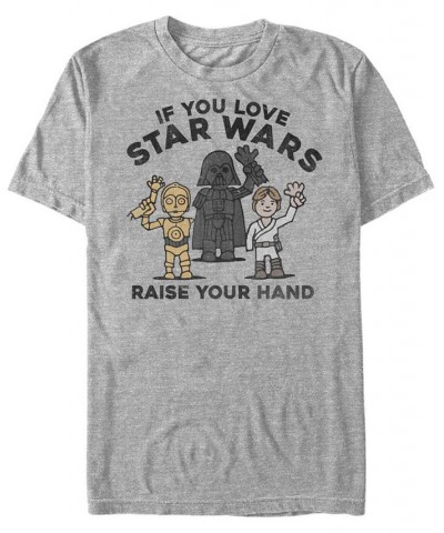 Star Wars Men's Classic Raise Your Hand Short Sleeve T-Shirt Gray $18.19 T-Shirts