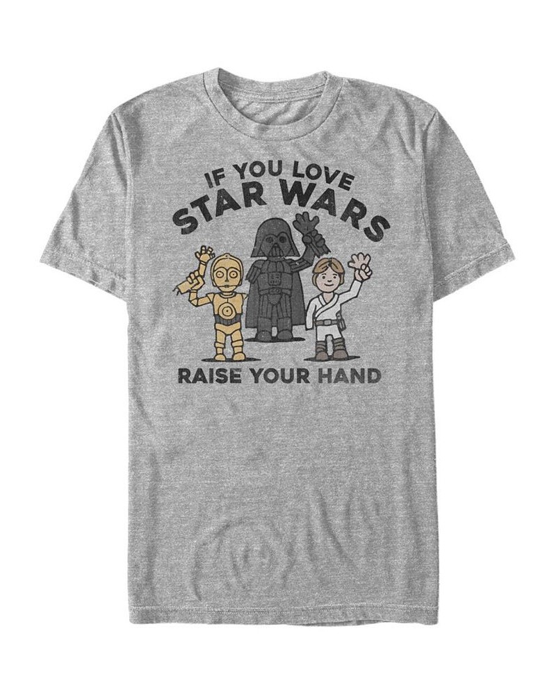 Star Wars Men's Classic Raise Your Hand Short Sleeve T-Shirt Gray $18.19 T-Shirts