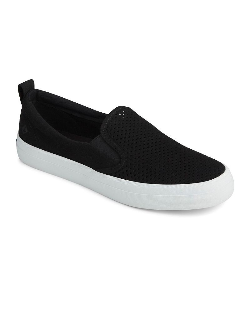 Women's Crest Twin Gore Perforated Slip On Sneaker Black $42.30 Shoes