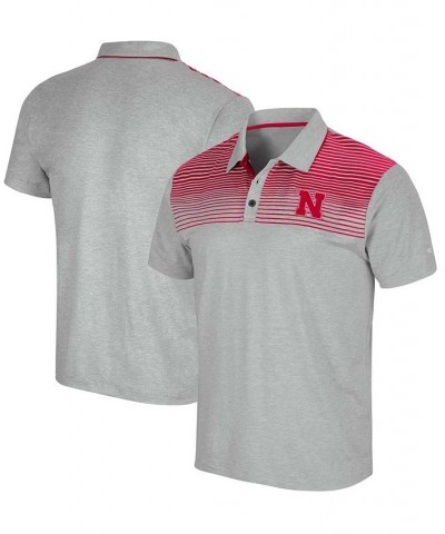 Men's Gray Nebraska Huskers Needles Polo Shirt $22.00 Polo Shirts