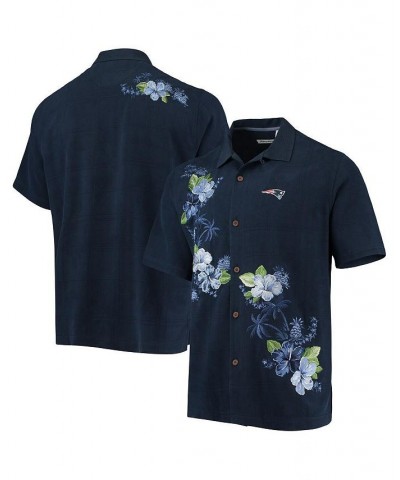 Men's Navy New England Patriots Azule Oasis Button-Up Shirt $64.60 T-Shirts