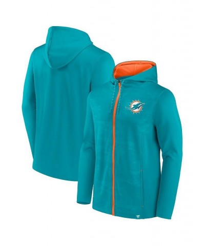 Men's Branded Aqua, Orange Miami Dolphins Ball Carrier Full-Zip Hoodie $29.20 Sweatshirt