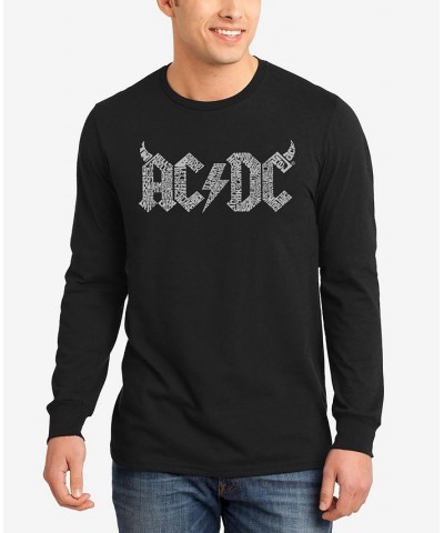 Men's Word Art Long Sleeve ACDC T-shirt Black $22.79 T-Shirts