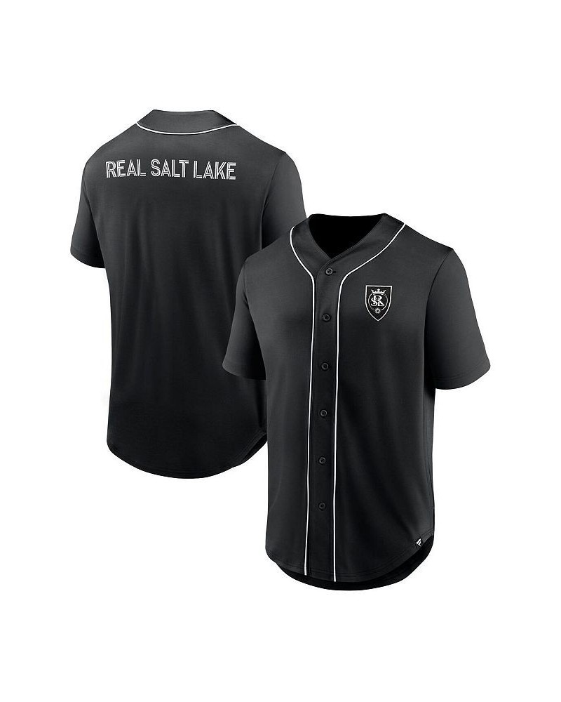 Men's Branded Black Real Salt Lake Third Period Fashion Baseball Button-Up Jersey $30.80 Jersey