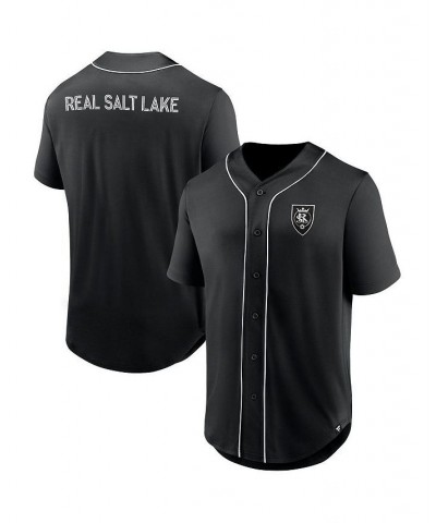 Men's Branded Black Real Salt Lake Third Period Fashion Baseball Button-Up Jersey $30.80 Jersey