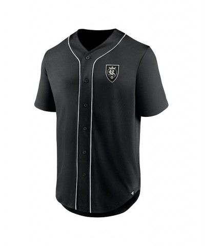 Men's Branded Black Real Salt Lake Third Period Fashion Baseball Button-Up Jersey $30.80 Jersey