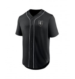 Men's Branded Black Real Salt Lake Third Period Fashion Baseball Button-Up Jersey $30.80 Jersey