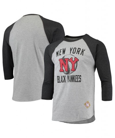 Men's Heather Gray, Black New York Black Yankees Negro League Wordmark Raglan 3/4 Sleeve T-shirt $23.00 T-Shirts