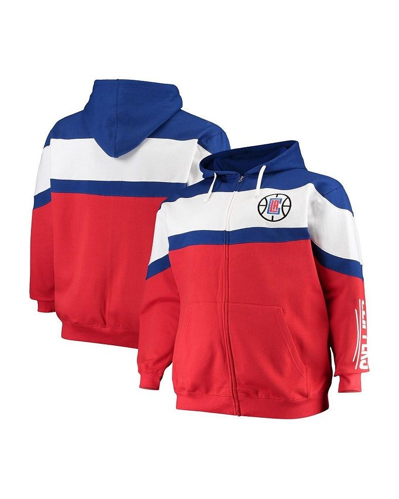 Men's Royal, White LA Clippers Color Block Wordmark Logo Big and Tall Full-Zip Hoodie $33.60 Sweatshirt