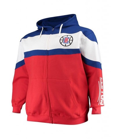 Men's Royal, White LA Clippers Color Block Wordmark Logo Big and Tall Full-Zip Hoodie $33.60 Sweatshirt