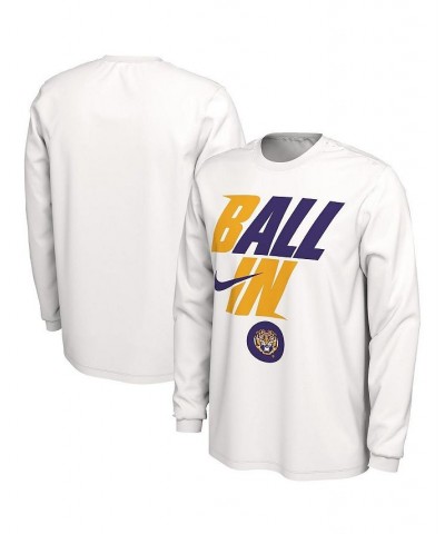 Men's White LSU Tigers Ball In Bench Long Sleeve T-shirt $20.00 T-Shirts