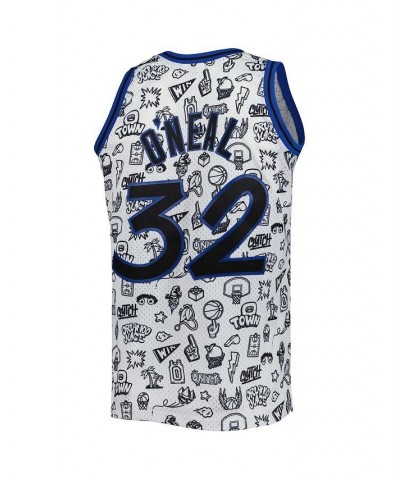 Men's Shaquille O'Neal White Orlando Magic 1994-95 Hardwood Classics Doodle Swingman Jersey $60.48 Jersey