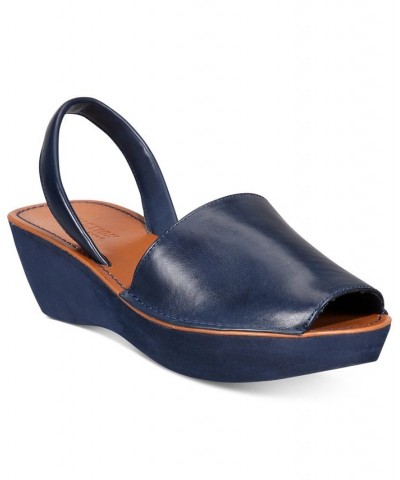 Women's Fine Glass Wedge Sandals Blue $36.57 Shoes