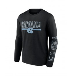 Men's Branded Black North Carolina Tar Heels Modern Two-Hit Long Sleeve T-shirt $18.90 T-Shirts