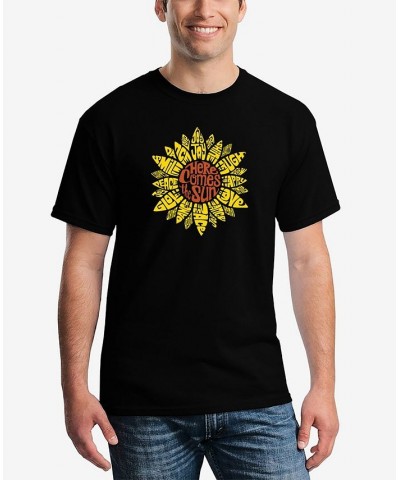 Men's Sunflower Word Art Short Sleeve T-shirt Black $18.54 T-Shirts