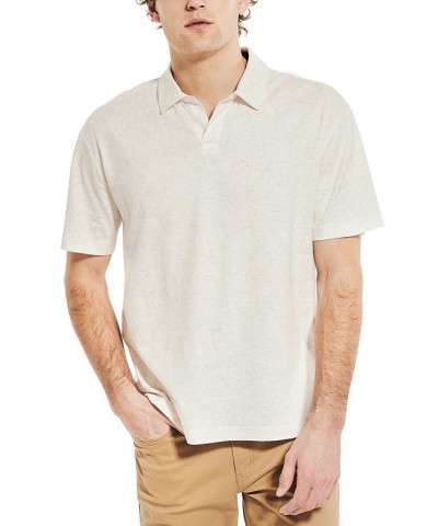 Men's Sustainably Crafted Printed Classic-Fit Johnny-Collar Polo Shirt White $42.96 Polo Shirts