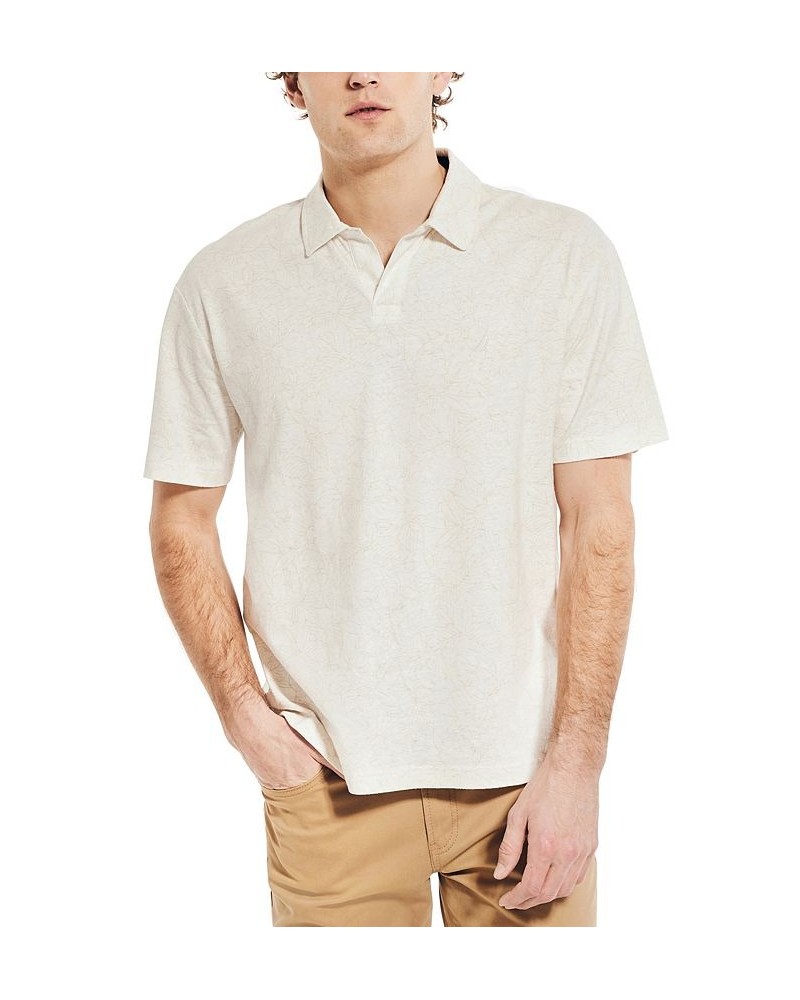 Men's Sustainably Crafted Printed Classic-Fit Johnny-Collar Polo Shirt White $42.96 Polo Shirts