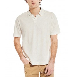 Men's Sustainably Crafted Printed Classic-Fit Johnny-Collar Polo Shirt White $42.96 Polo Shirts