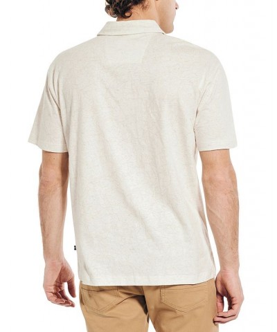 Men's Sustainably Crafted Printed Classic-Fit Johnny-Collar Polo Shirt White $42.96 Polo Shirts