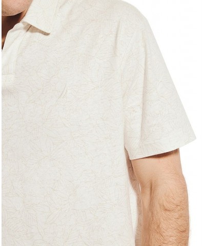 Men's Sustainably Crafted Printed Classic-Fit Johnny-Collar Polo Shirt White $42.96 Polo Shirts