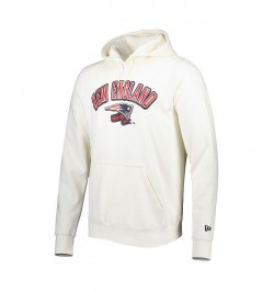 Men's Cream New England Patriots Sideline Chrome Pullover Hoodie $26.80 Sweatshirt