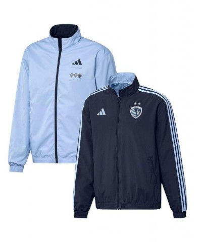 Men's Navy, Light Blue Sporting Kansas City 2023 On-Field Anthem Full-Zip Reversible Team Jacket $49.20 Jackets