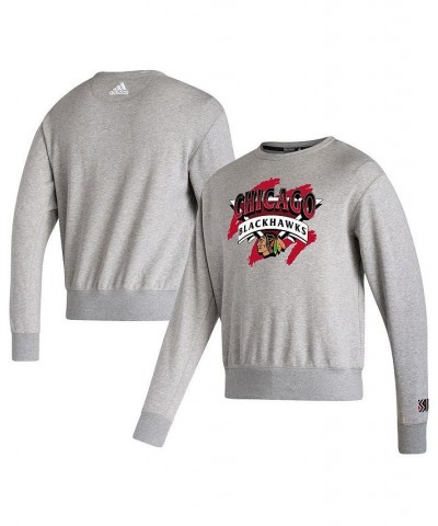 Men's Gray Chicago Blackhawks Reverse Retro 2.0 Vintage-Like Pullover Sweatshirt $32.80 Sweatshirt