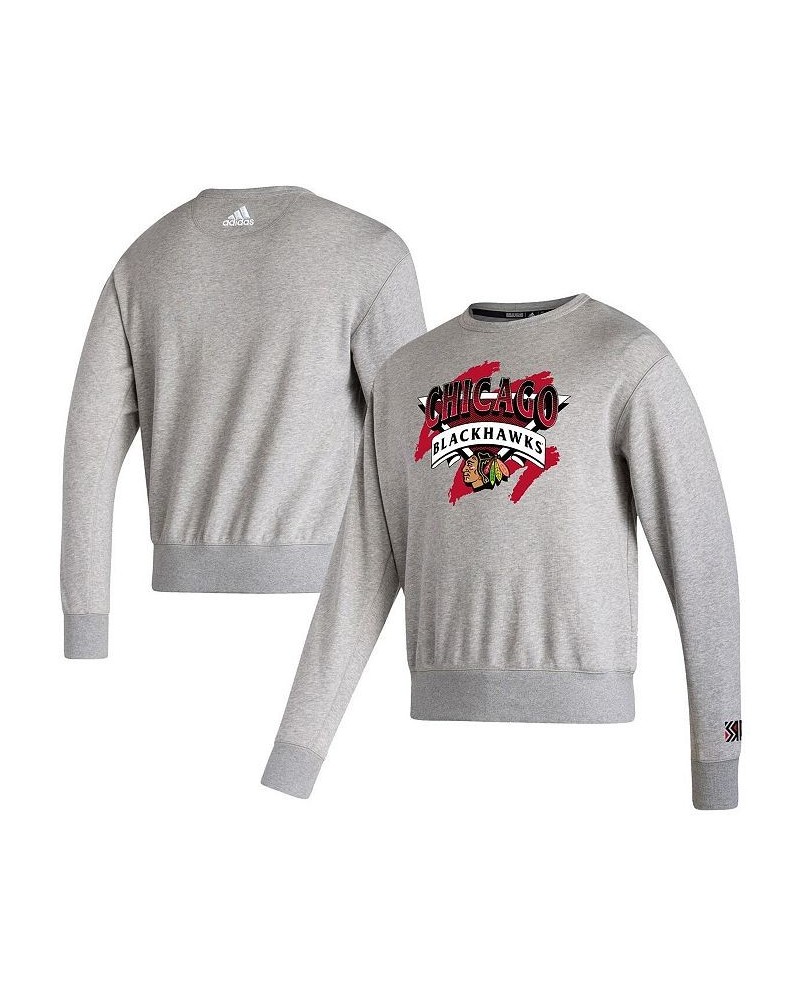 Men's Gray Chicago Blackhawks Reverse Retro 2.0 Vintage-Like Pullover Sweatshirt $32.80 Sweatshirt