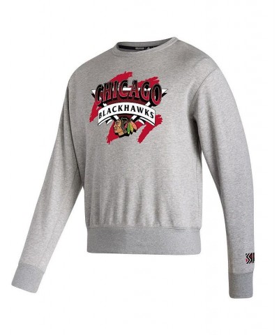 Men's Gray Chicago Blackhawks Reverse Retro 2.0 Vintage-Like Pullover Sweatshirt $32.80 Sweatshirt