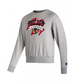 Men's Gray Chicago Blackhawks Reverse Retro 2.0 Vintage-Like Pullover Sweatshirt $32.80 Sweatshirt