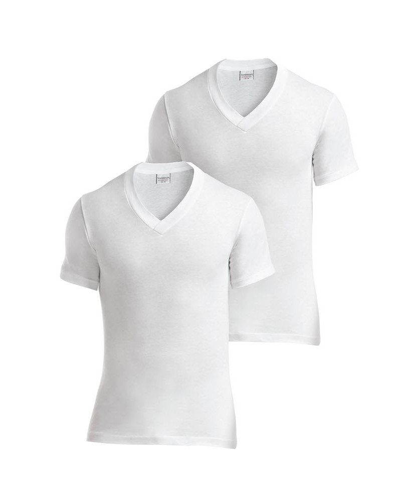 Men's Supreme Cotton Blend V-Neck Undershirts, Pack of 2 White $27.06 Undershirt