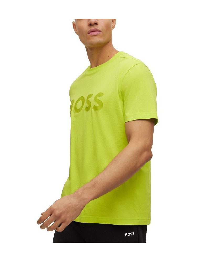 BOSS Men's Crew-Neck Cotton Jersey Logo Print T-shirt Green $34.32 T-Shirts