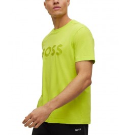 BOSS Men's Crew-Neck Cotton Jersey Logo Print T-shirt Green $34.32 T-Shirts