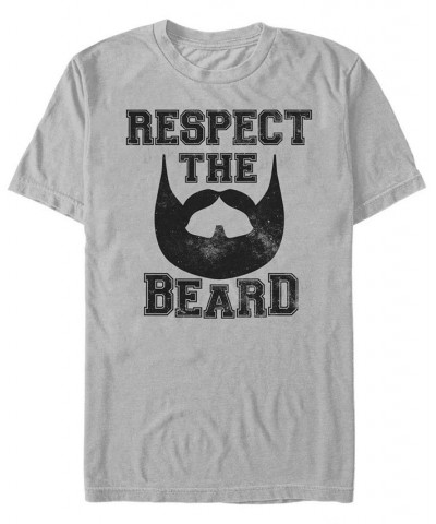 Men's Collegiate Beard Short Sleeve Crew T-shirt Silver $16.45 T-Shirts