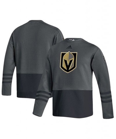 Men's Charcoal Vegas Golden Knights Logo Aeroready Pullover Sweater $53.99 Sweaters