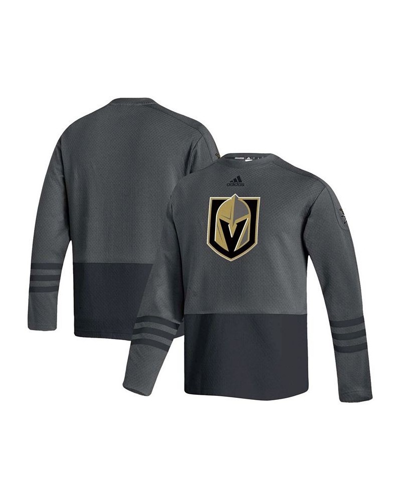 Men's Charcoal Vegas Golden Knights Logo Aeroready Pullover Sweater $53.99 Sweaters