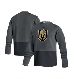 Men's Charcoal Vegas Golden Knights Logo Aeroready Pullover Sweater $53.99 Sweaters