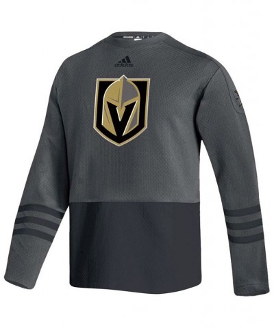 Men's Charcoal Vegas Golden Knights Logo Aeroready Pullover Sweater $53.99 Sweaters