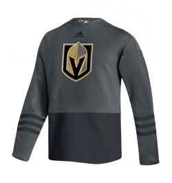 Men's Charcoal Vegas Golden Knights Logo Aeroready Pullover Sweater $53.99 Sweaters