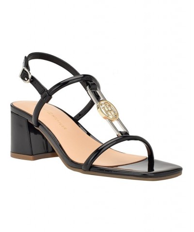 Women's Cones Block Heeled Sandals Black $42.72 Shoes